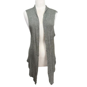 Maglia Silk Blend Open Front Drape Vest Gray Sleeveless Cardigan Medium